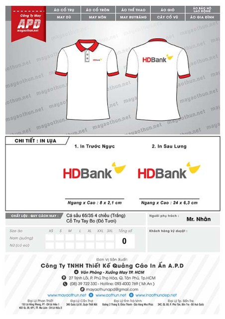 mẫu áo thun đồng phục ngân hàng HDbank